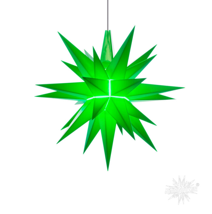 HERRNHUT Star :  Plastic, for Indoors ø ca. 13 cm,  green (A1e), incl. LED