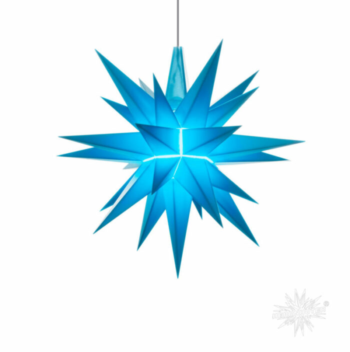 HERRNHUT Star :  Plastic, for Indoors ø ca. 13 cm,  blue (A1e), incl. LED